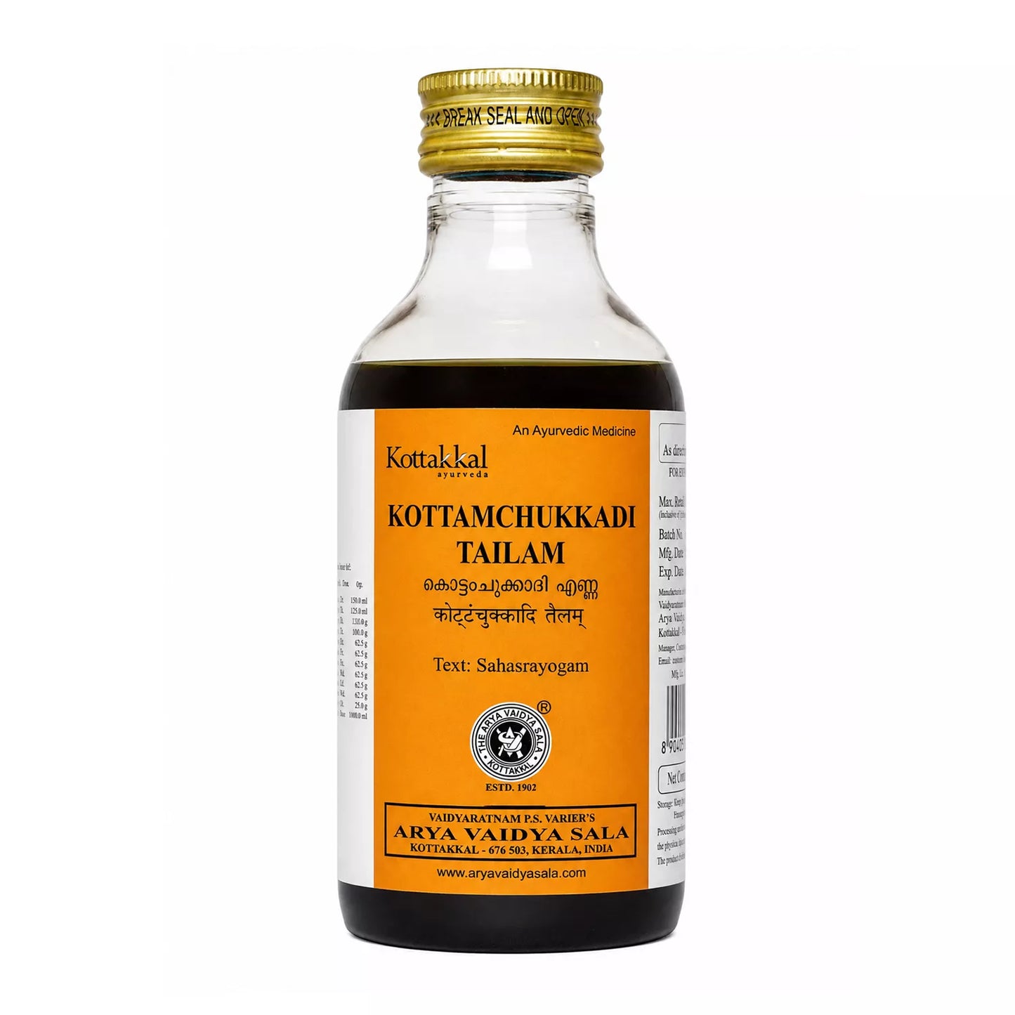 Kottakkal Kottamchukkadi Tailam