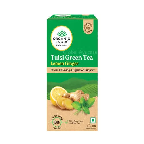 Organic India Tulsi Green Tea Lemon Ginger